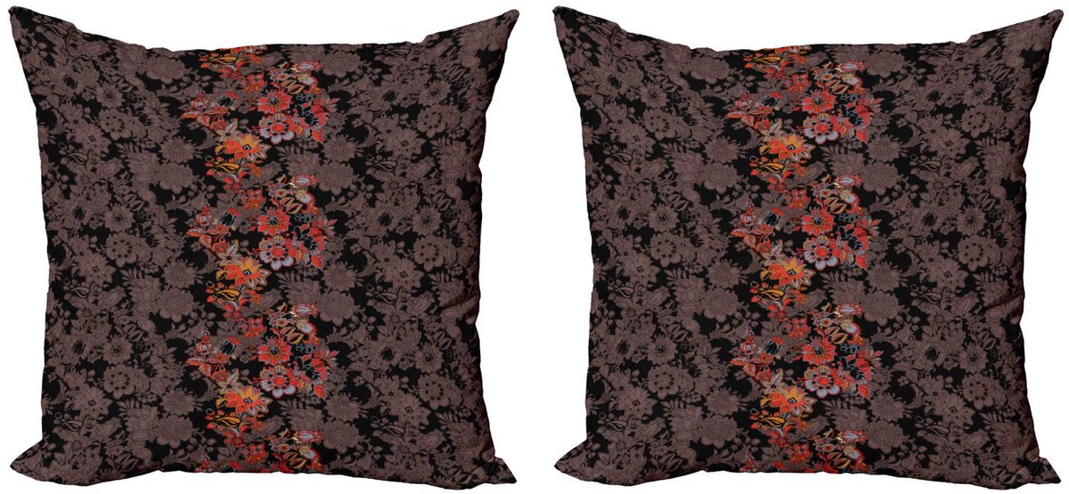 ABAKUHAUS Bloemkussenhoes – 2x50x50 cm – Dubbelzijdig – Microvezel Zwart