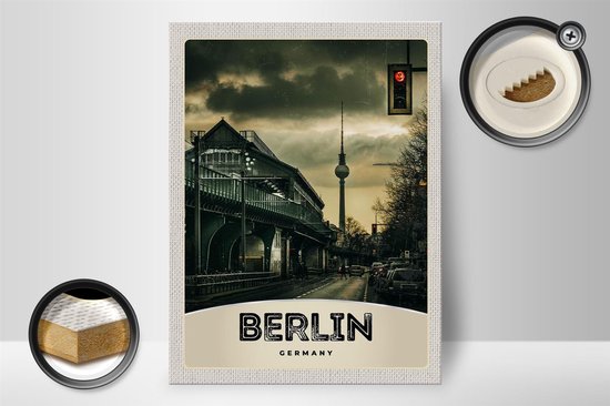 Holzschild Reise 30x40cm Berlin Deutschland Fernsehturm 90er