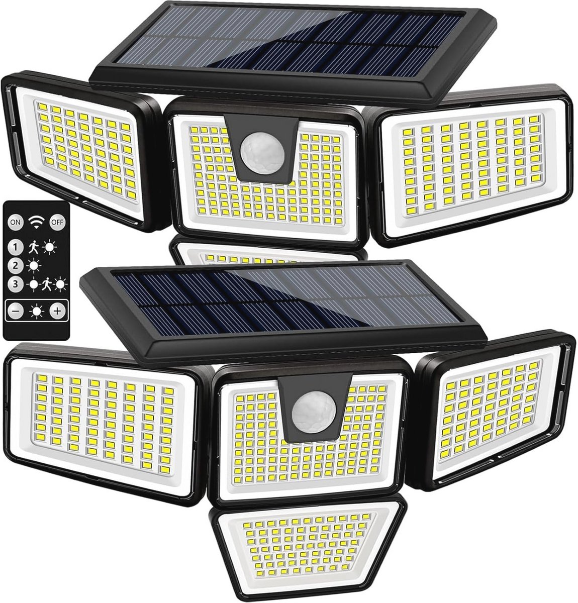 Zonneverlichting Buiten 2 Stuks Met Bewegingssensor - 300 LED Draadloos - Hoge Helderheid - 320° Groothoekverlichting - IP65 Waterdicht