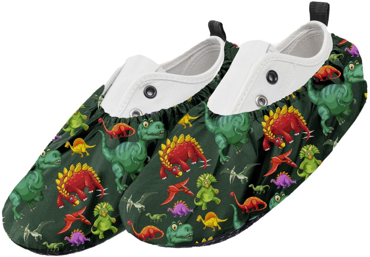 FEROCITY - Schoenovertrekken - Antislip, herbruikbaar - Unisex - Kinder - EU 31-37 - Polyester - Dinos