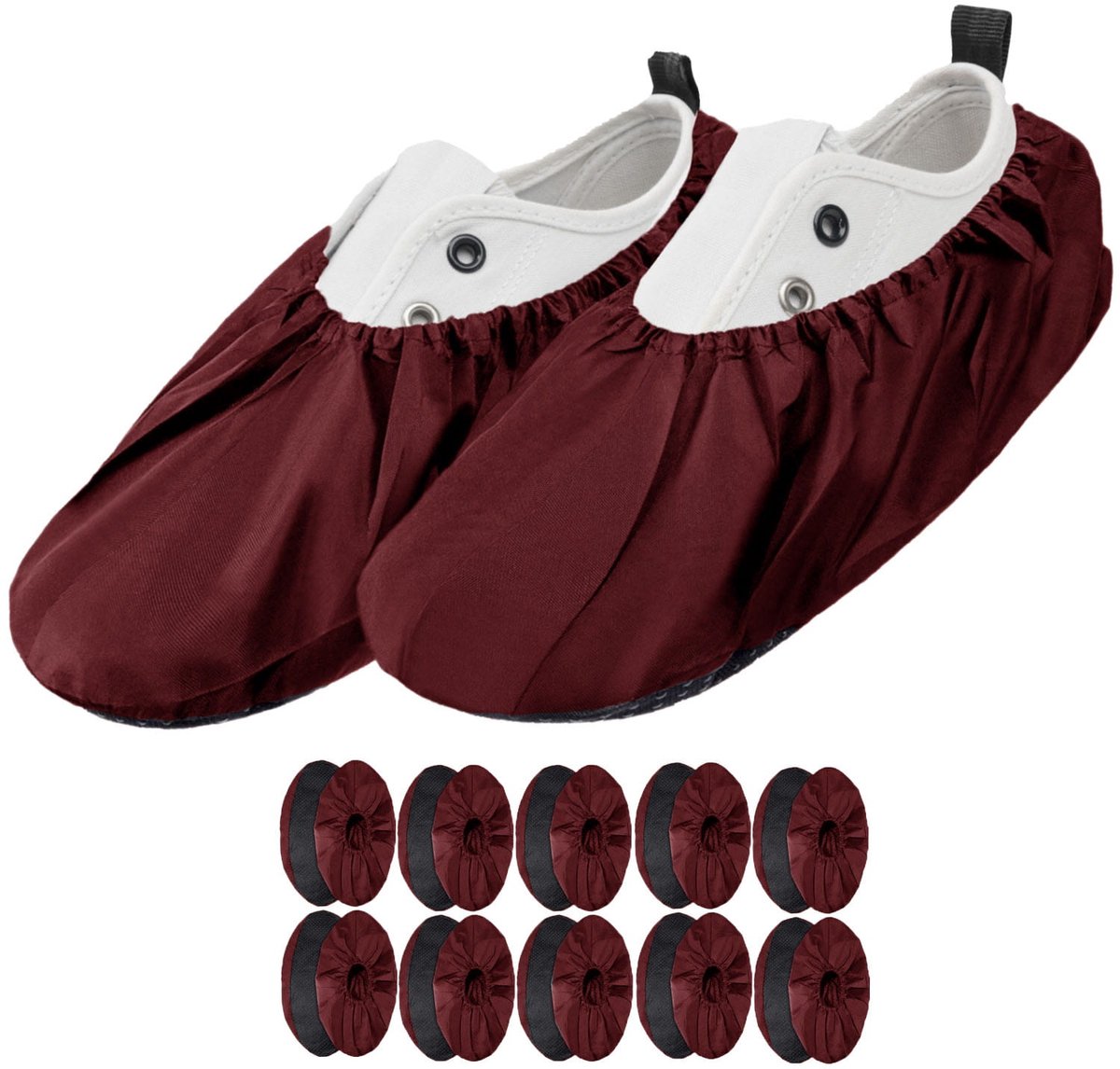 FEROCITY - Schoenovertrekken - Antislip, herbruikbaar - Unisex - Erwachsene - EU 38-45, 5 paren - Polyester - Rood