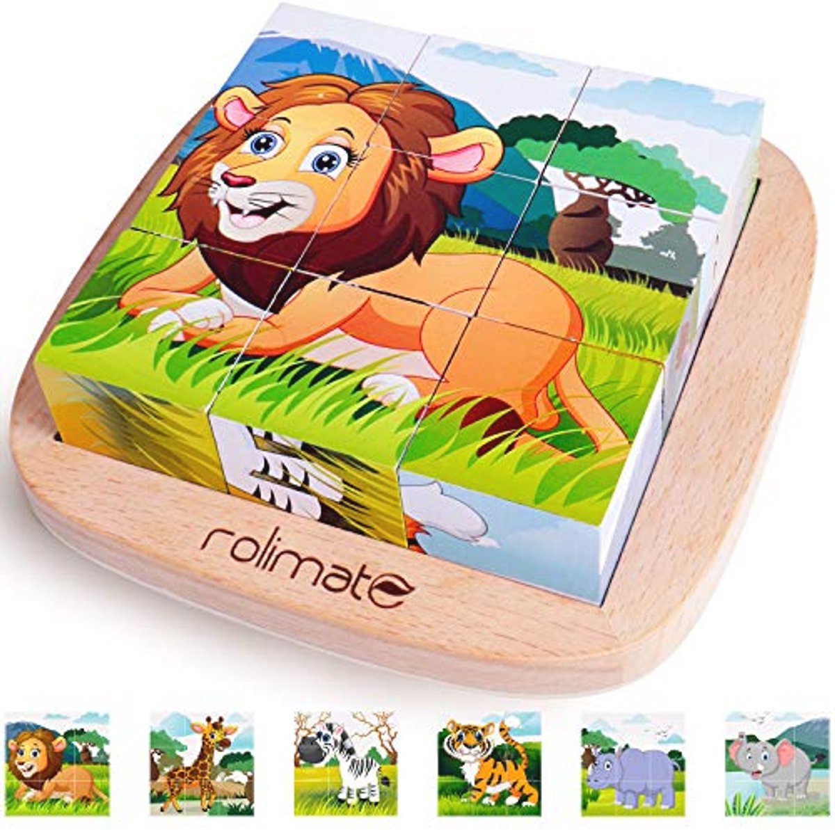 Houten puzzels voor peuters - 6-in-1 blokkenpuzzels met duurzame lade