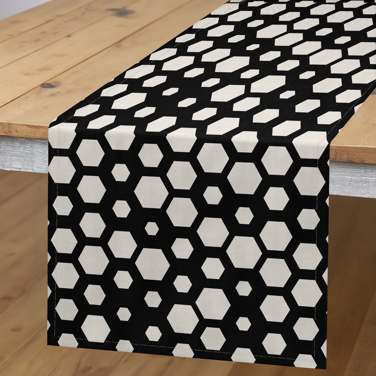 Abakuhaus – Abstracte tafelloper – 40x225 cm – koksgrijs ivoor