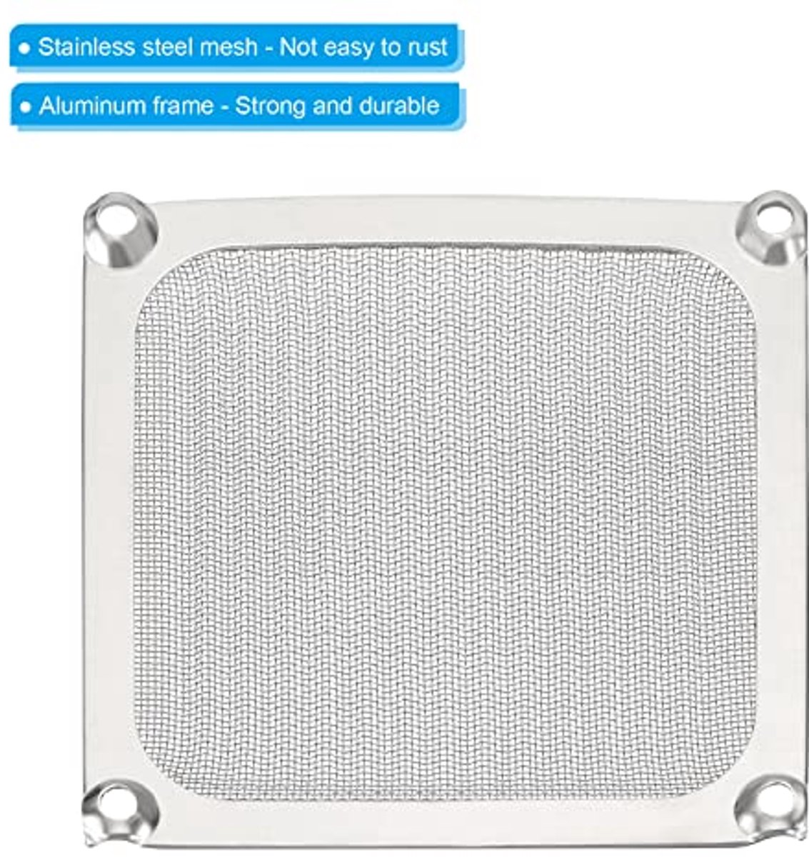 92 mm ventilatorfilter. rooster met schroeven. 2 stuks. aluminium frame. roestvrij staal. stofdichte krachtige voor computerbehuizing. zilver