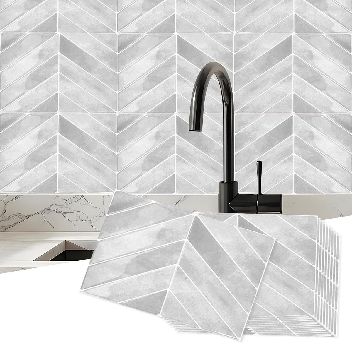 Zelfklevende 3D-tegels voor Keuken en Badkamer - Waterdichte Wandtegels, 10 Stuks, 29 x 22