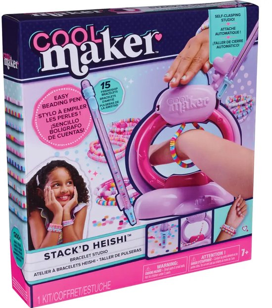 Cool Maker - Heishi-armbandstudio - Knutselpakket voor het maken van armbanden met eenvoudige kralenpen en meer dan 1200 kralen voor armbanden, maakt tot 15 armbanden