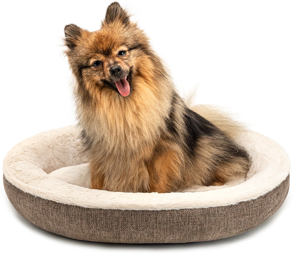 lionto donut hondenbed, wasbaar & met antislip onderzijde, Ø55 bruin