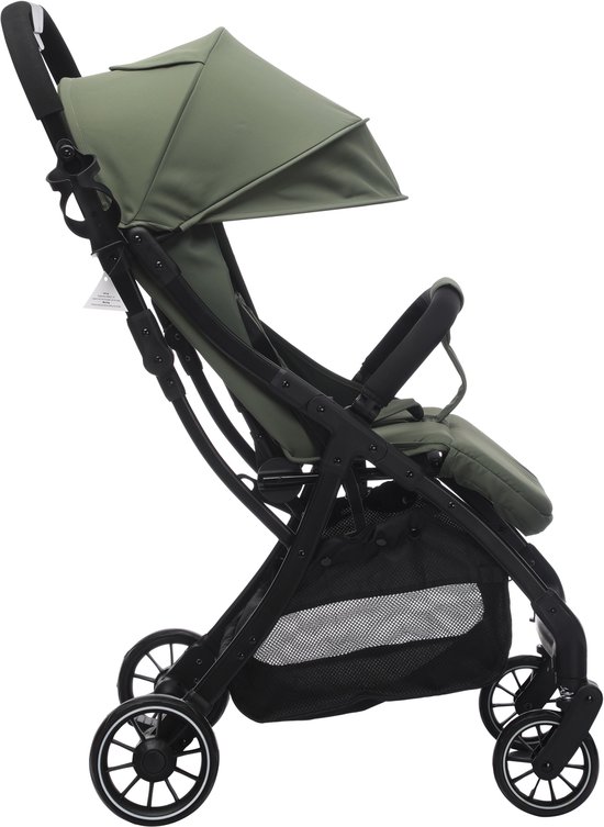 Cabino® Buggy Compact PLUS + Makkelijk Inklapbaar - Geschikt Voor Vliegtuig (Handbagage) & tot 22kg Wandelwagen Buggy Met Verstelbare Rugleuning en Grote Boodschappenmand Inclusief Reishoes & Bekerhouder – Groen