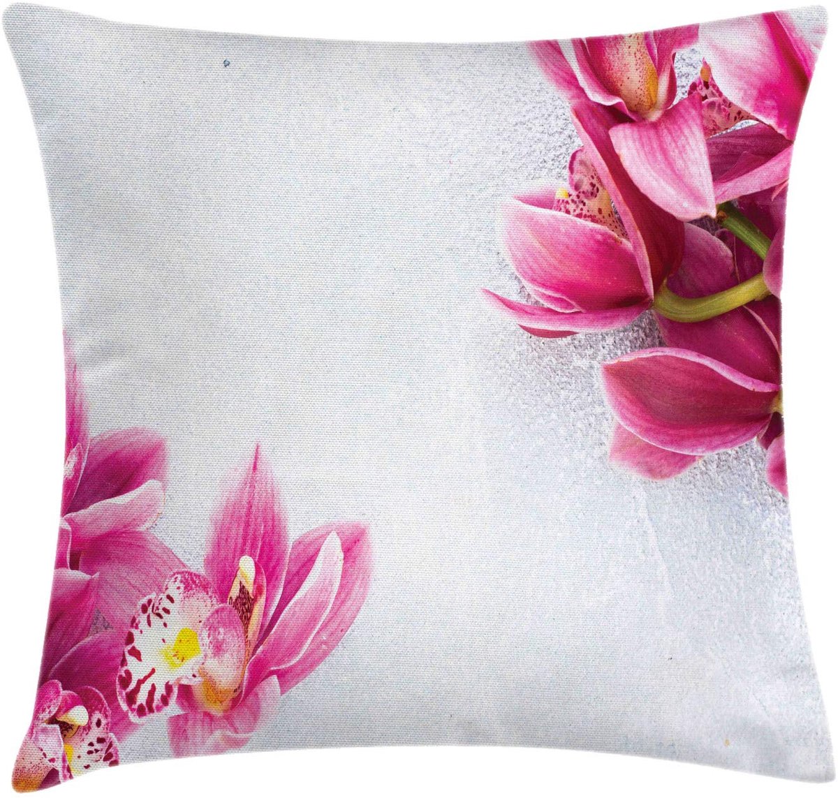 ABAKUHAUS Kussenhoes – Orchideeënpatroon – 45x45 cm – Wit-Pink