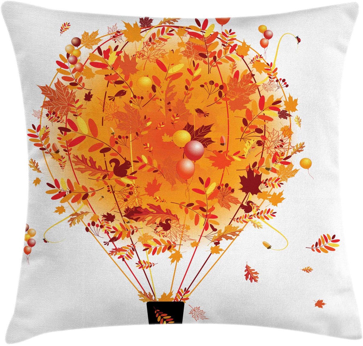 ABAKUHAUS Herfstconcept Luchtballon – Kussenhoes 50x50 cm – Dubbelzijdig bedrukt Donker Oranje Rubin