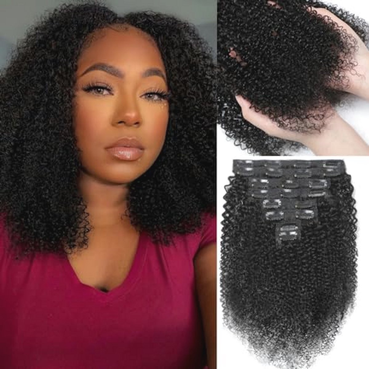 Kink Curl Haar Clips voor Haarextensions - 18 inch 120g, 8 Stuks