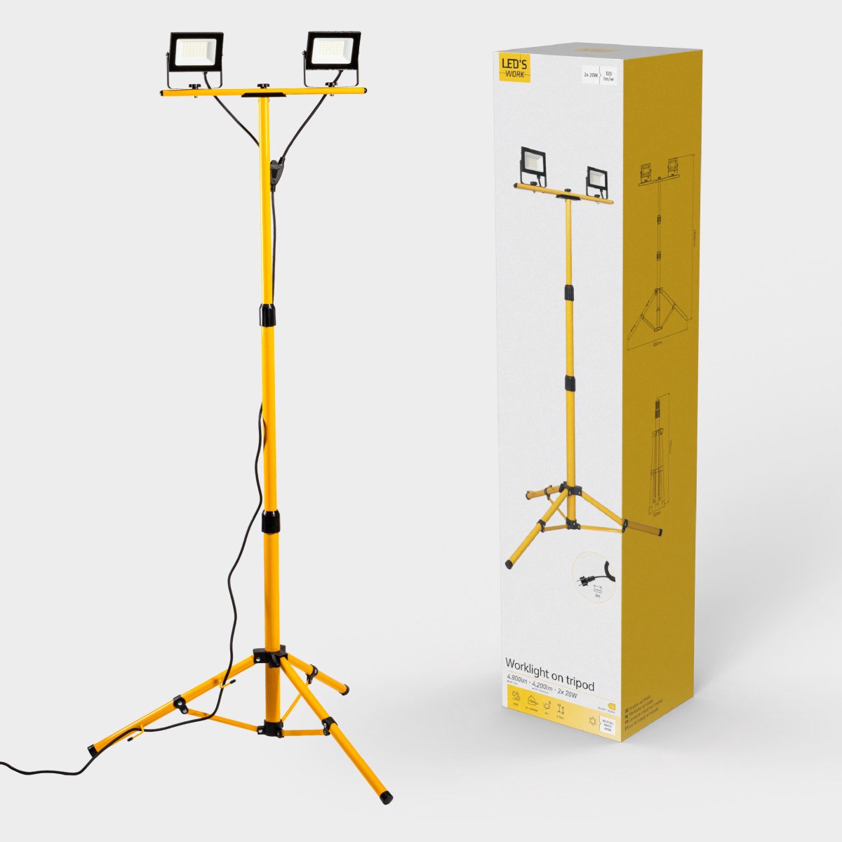 LED's Work AC Bouwlamp op statief – 2×20 W 4800 lm 4000 K