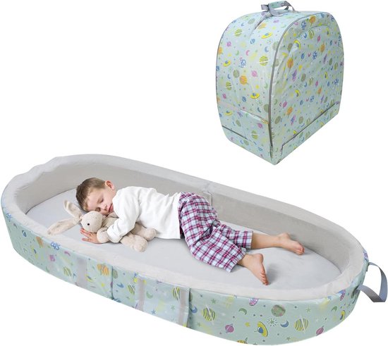 VirtuBuy- Reisbedje - Draagbaar - Waterdicht - Opvouwbaar - Matras - Babyreiswieg - Baby's - Kinderen - Peuters - Kamperen - Reizen - Draagbaar - Wasbaar laken - Inclusief - Geschikt voor - Blauw - Model
