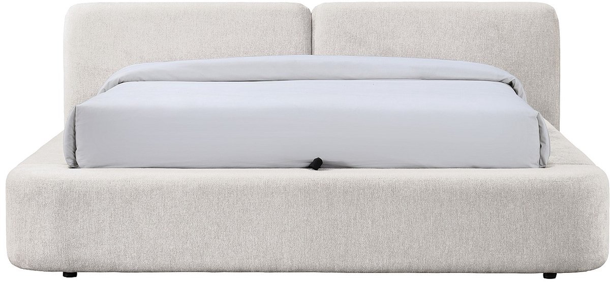 Vente-unique Bed met opbergruimte stof beige 180 x 200 cm (Super King Size Bed)