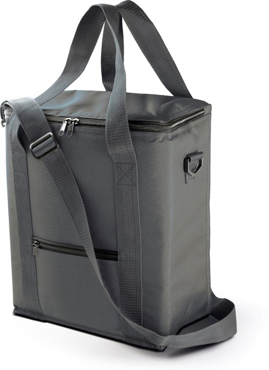 Hoge koeltas grijs voor flessen 30 x 36 cm - 18 liter - Koeltassen voor onderweg/op het strand van Genic. — afbeelding 3