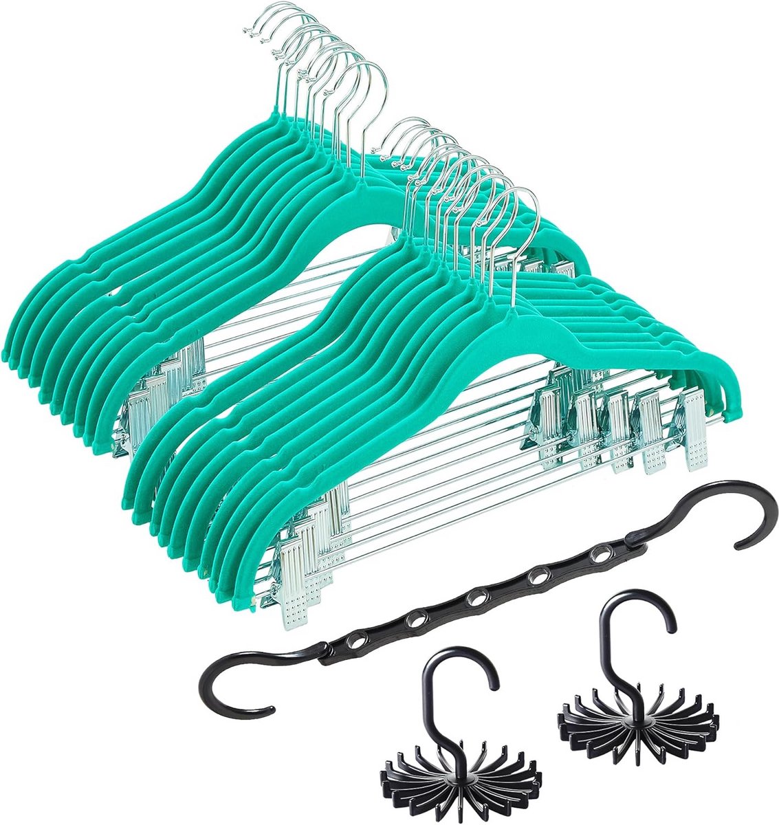 20 Stuks Premium Fluwelen Kleerhangers met Metalen Clips - Antislip en Ruimtebesparend