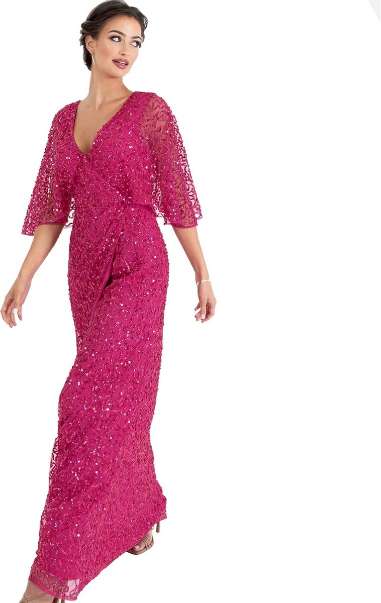 Dames Maxi Jurk met Pailletten en Wikkelstijl voor Bruiloft en Avondfeest
