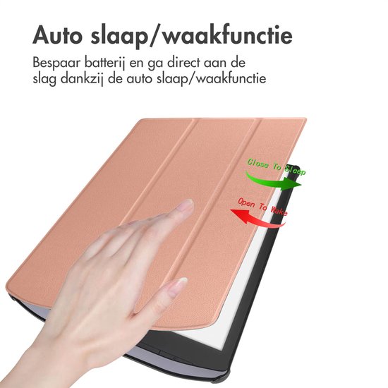 imoshion E-reader Hoesje - Geschikt voor Pocketbook InkPad X Pro - Slim Hard Case Sleepcover Bookcase - Rosé Goud van iMoshion — afbeelding 4