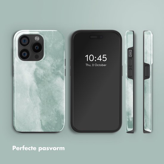 Selencia Case Convient pour iPhone 15 Pro Case - Selencia Vivid Backcover Convient pour MagSafe - Marbre Gris Jade