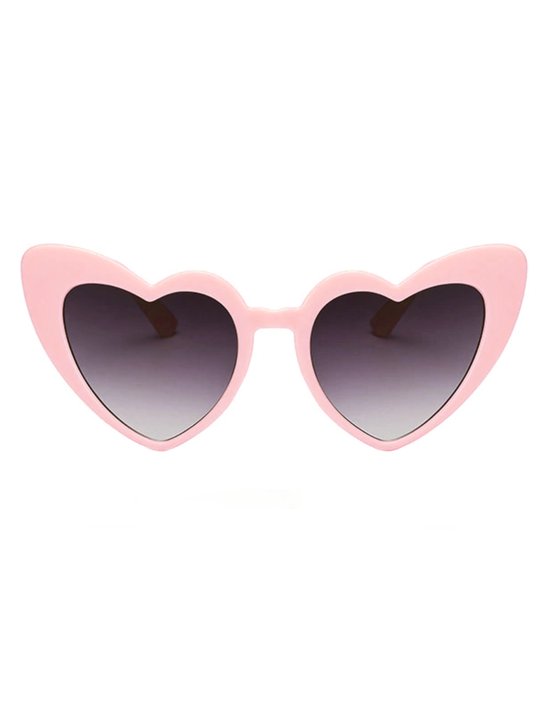 KIMU® Zonnebril Hartjes Cat Eye - Lichtroze Montuur - Zwarte Glazen - Vintage Seventies Hippy Retro Love Festival van KIMU — afbeelding 2