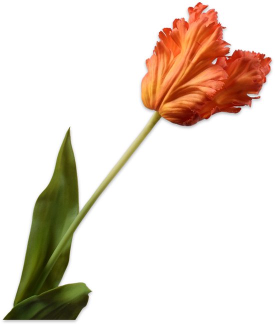 Silk-ka Kunstbloem-Zijden Bloem Tulp Steel Oranje-Rood 71 cm