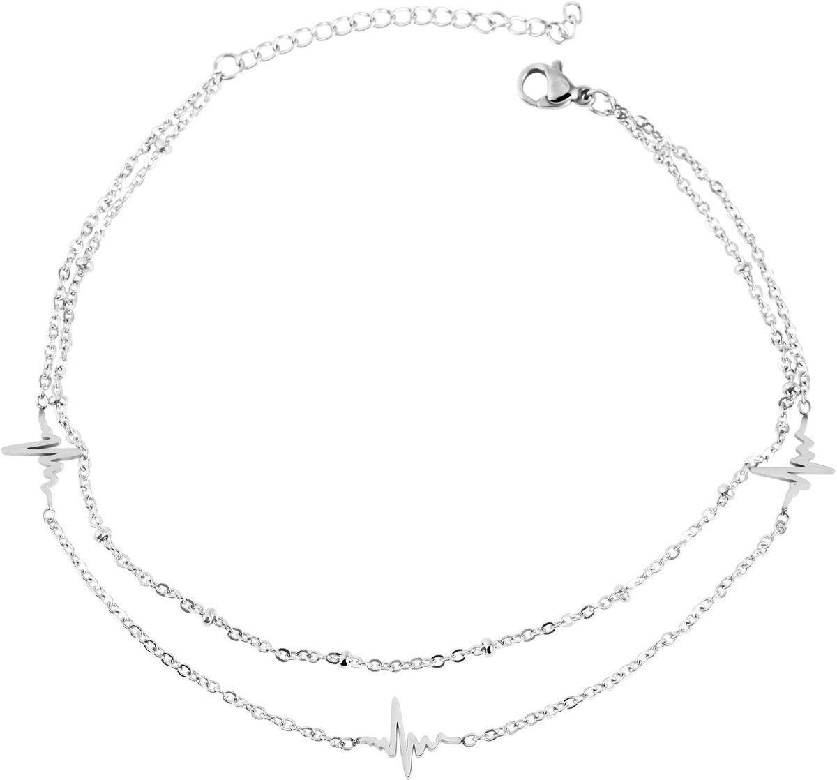 AKZENT Akzent dames voetsieraden Branda Akzent enkelbandje van roestvrij staal, hanger met hartslag