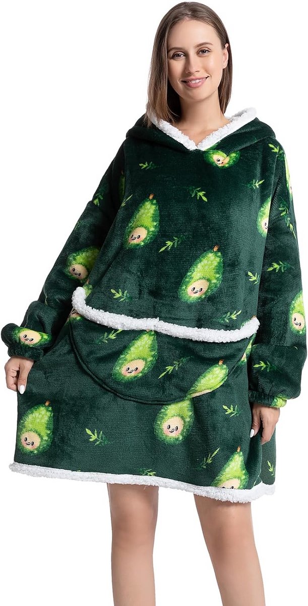 Verwarmende Oversized Deken Hoodie voor Volwassenen - Fluffy Sherpa Fleece met Capuchon en Grote Zak