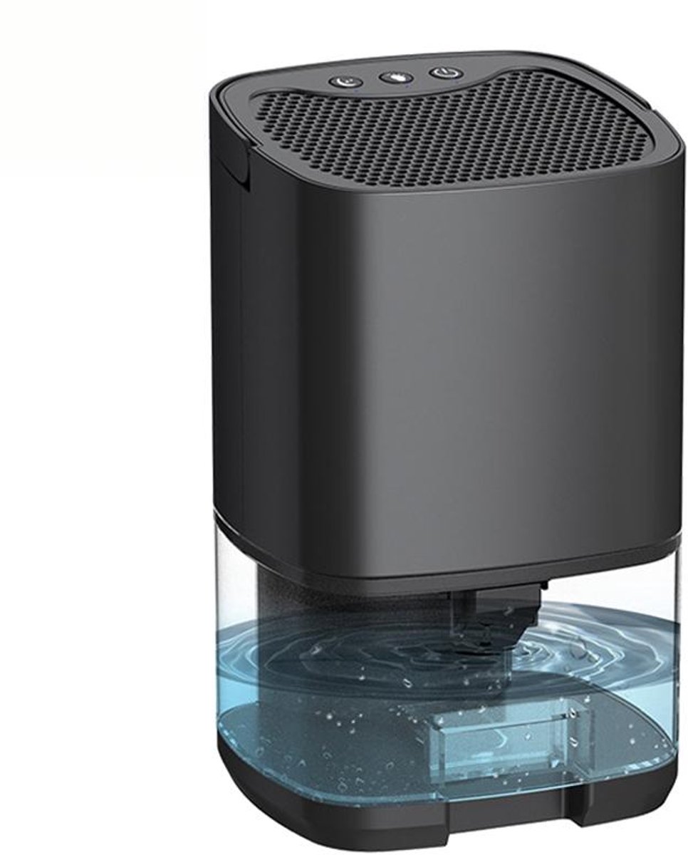 Luchtontvochtiger - Ontvochtigd 350ML Per Dag - 2-in-1 Luchtreiniger Dehumidifier - Stil - Slaapkamer / Badkamer / Huis - Coloured LED - Zwart
