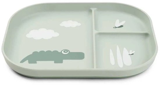 Done By Deer Foodie Compartment Plate Croco Green van Done by Deer — afbeelding 2