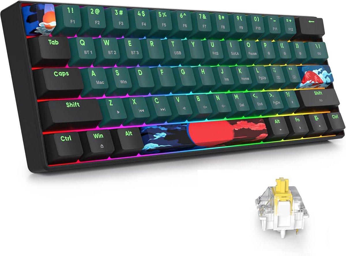 Draadloos 60% Mechanisch Gamingtoetsenbord met RGB - Compact en Programmeerbaar
