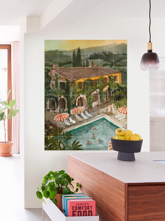 IXXI Secret Villa, Ekaterina Zagorska - 80 x 100 cm - Gratis ophangtool - Grote wanddecoratie en posters - Speels, Illustraties, Kleurrijk