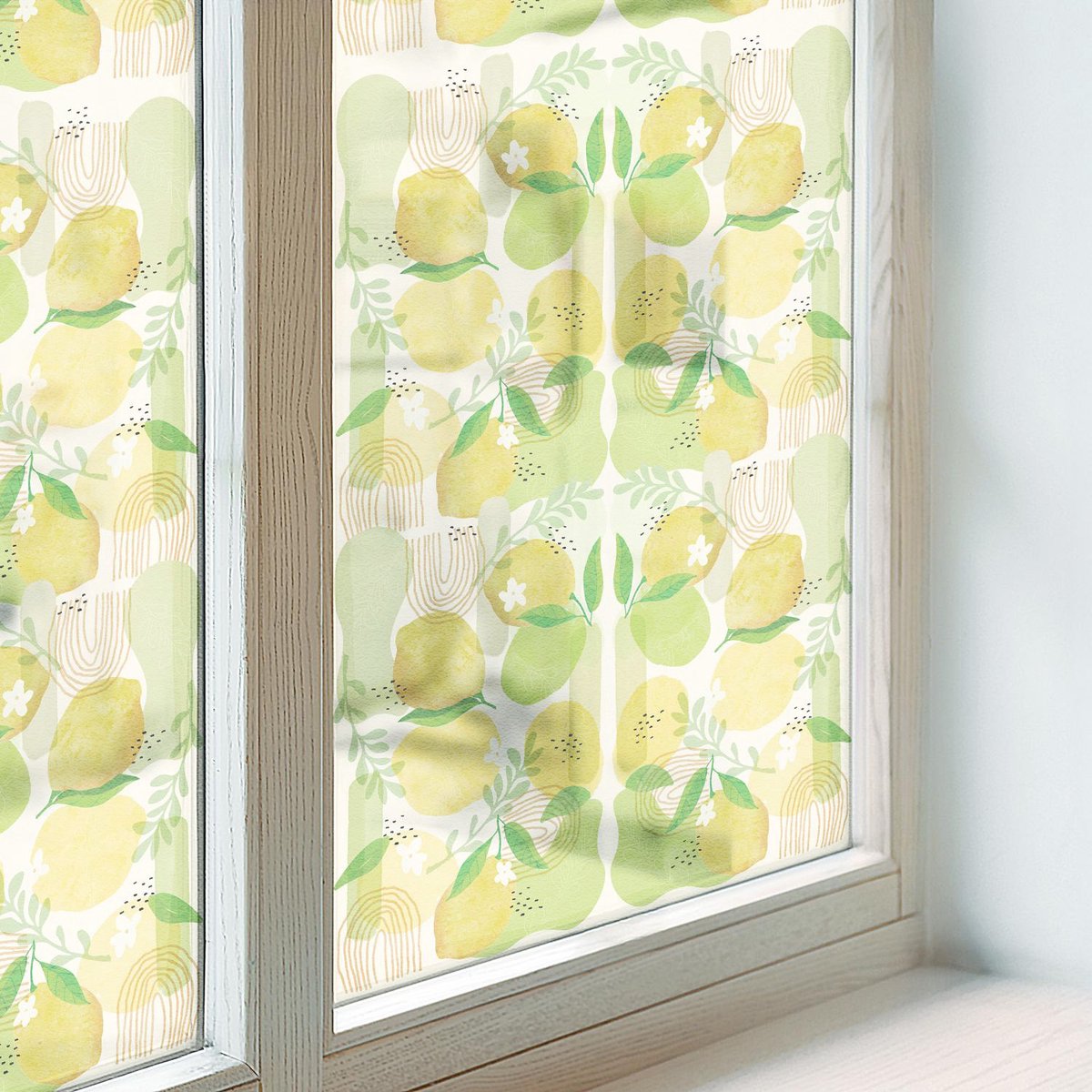 Coloray Privacy Folie Raam - Verse citroenen Anti inkijk Folie - 50x100 cm - Geel Privacy Folie Raam - Raamfolie Tegen inkijk Glas in Lood - Voor de keuken, slaapkamer, hal - Raamfolie Zonwering