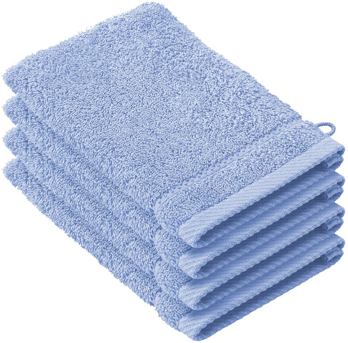 De Witte Lietaer Washandjes Stephanie Sky Blue - 15 x 21 cm - set 4 stuks - Blauw - Katoen
