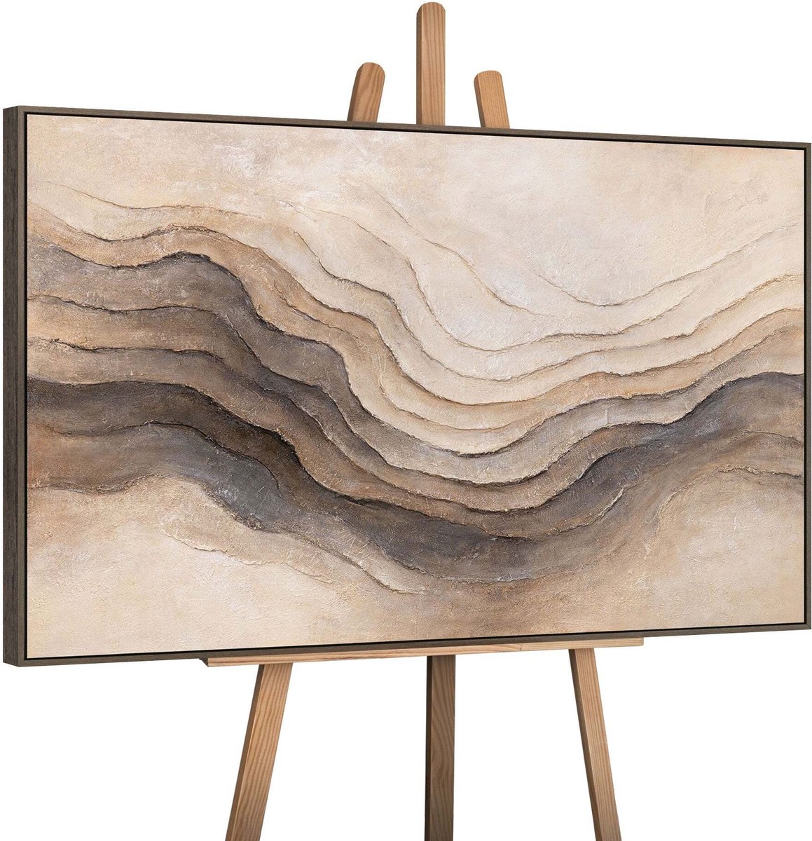 YS Canvas schilderij handgeschilderd memory of the earth abstract – YS-Art Gallery – Luxe wanddecoratie voor woonkamer – Modern schilderij voor slaapkamer en hal Grey