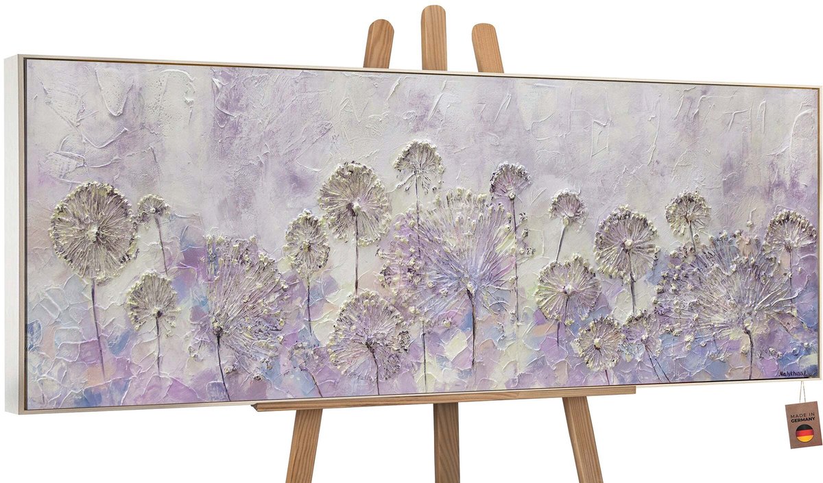 YS Canvas schilderij panoramisch handgeschilderd vroeg voorjaar lente natuur – YS-Art Gallery – Luxe wanddecoratie voor woonkamer – Modern schilderij voor slaapkamer en hal Beige