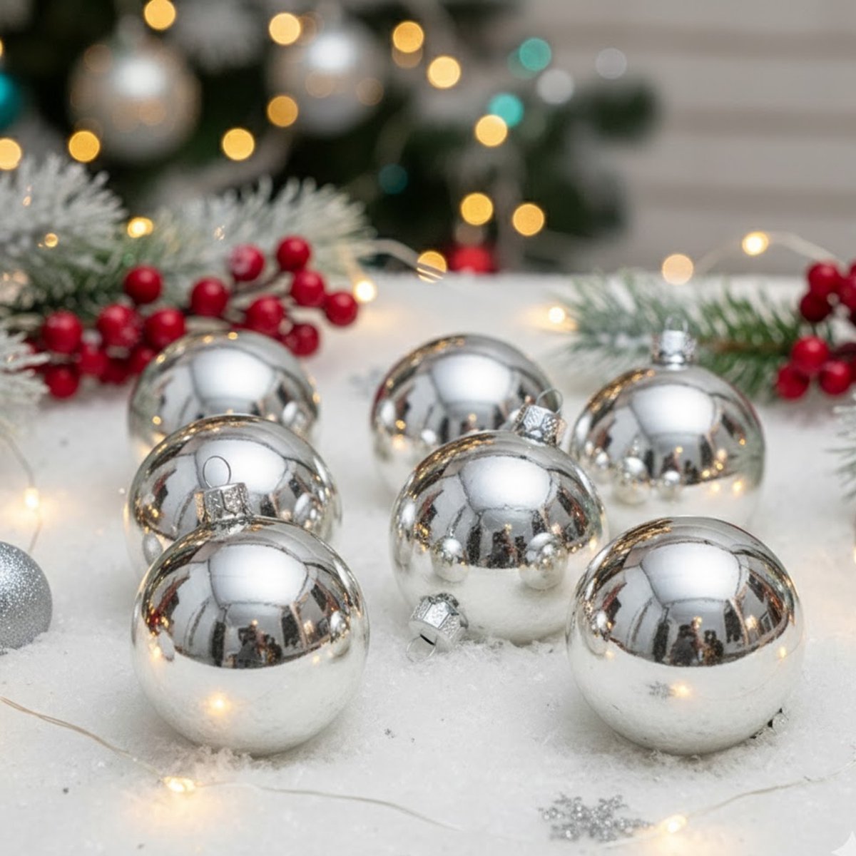 Decoris Kerstballen - 6x st - zilver - 8 cm - glas - glans en mat - glazen kerstboomversiering – foto 2