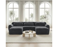 U-vormige modulaire sofa - geen montage nodig - antislipbasis - met kussens - geschikt voor woonkamer - slaapkamer - studeerkamer - grijs