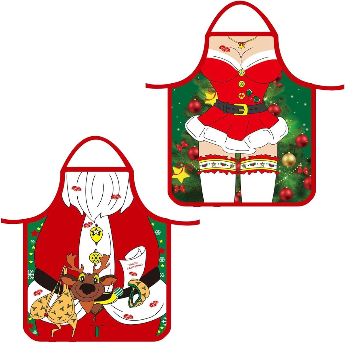 Cosensi - Kerstschorten voor volwassenen met cartoon kerstman design in rood - Set van 2, Eén Maat