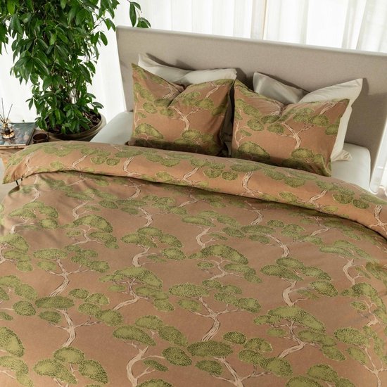Kayori Aria Dekbedovertrek Katoen - 240x200-220 +2 slopen - Lits-jumeaux - Uniek Dessin - Taupe van Merkloos — afbeelding 4