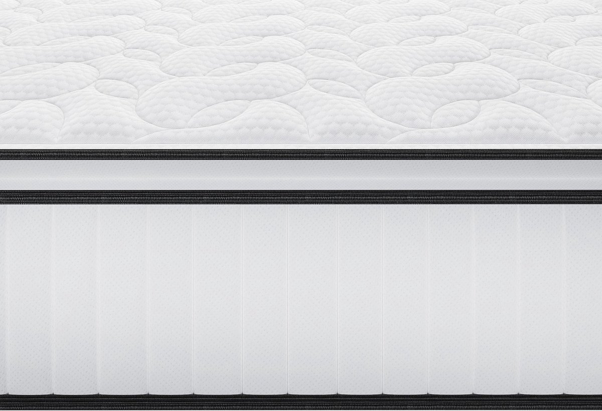 Vente-unique Set 160 x 200 cm bedbodem met opbergruimte, licht naturel + brandwerend matras met pocketveren met ingebouwd dekmatras van 28 cm dik - DELICE van YSMÉE HOTEL