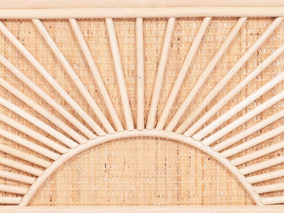 Vente-unique Bankje met opbergruimte in gevlochten rotan met kussen - H 51 x B 91 x D 43 cm - Naturel - SOLEYA Natuurlijk licht