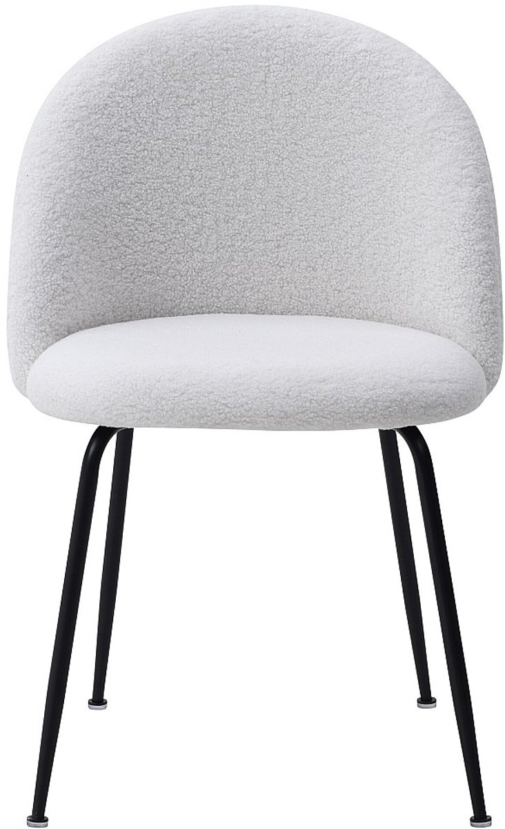 Vente-unique Set van 2 stoelen van boucléstof en zwart roestvrij staal - Wit - MELBOURNE