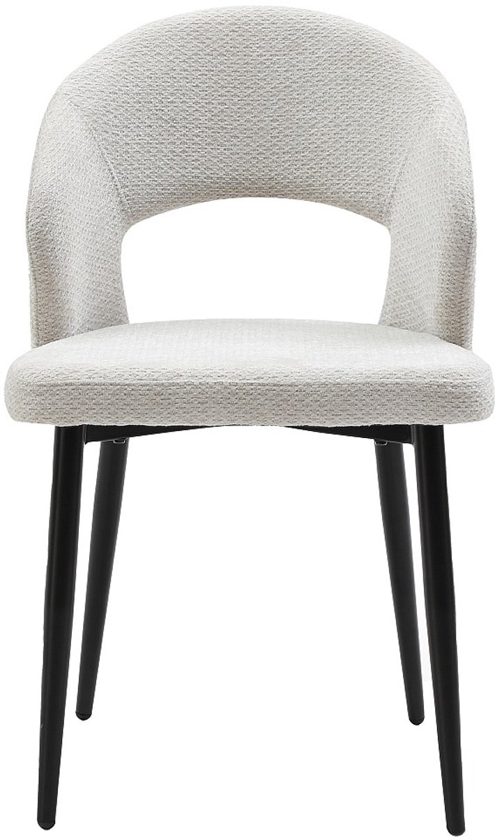 Vente-unique Set van 2 stoelen in stof en zwart metaal - Grijs - NIYAMA Lichtgrijs