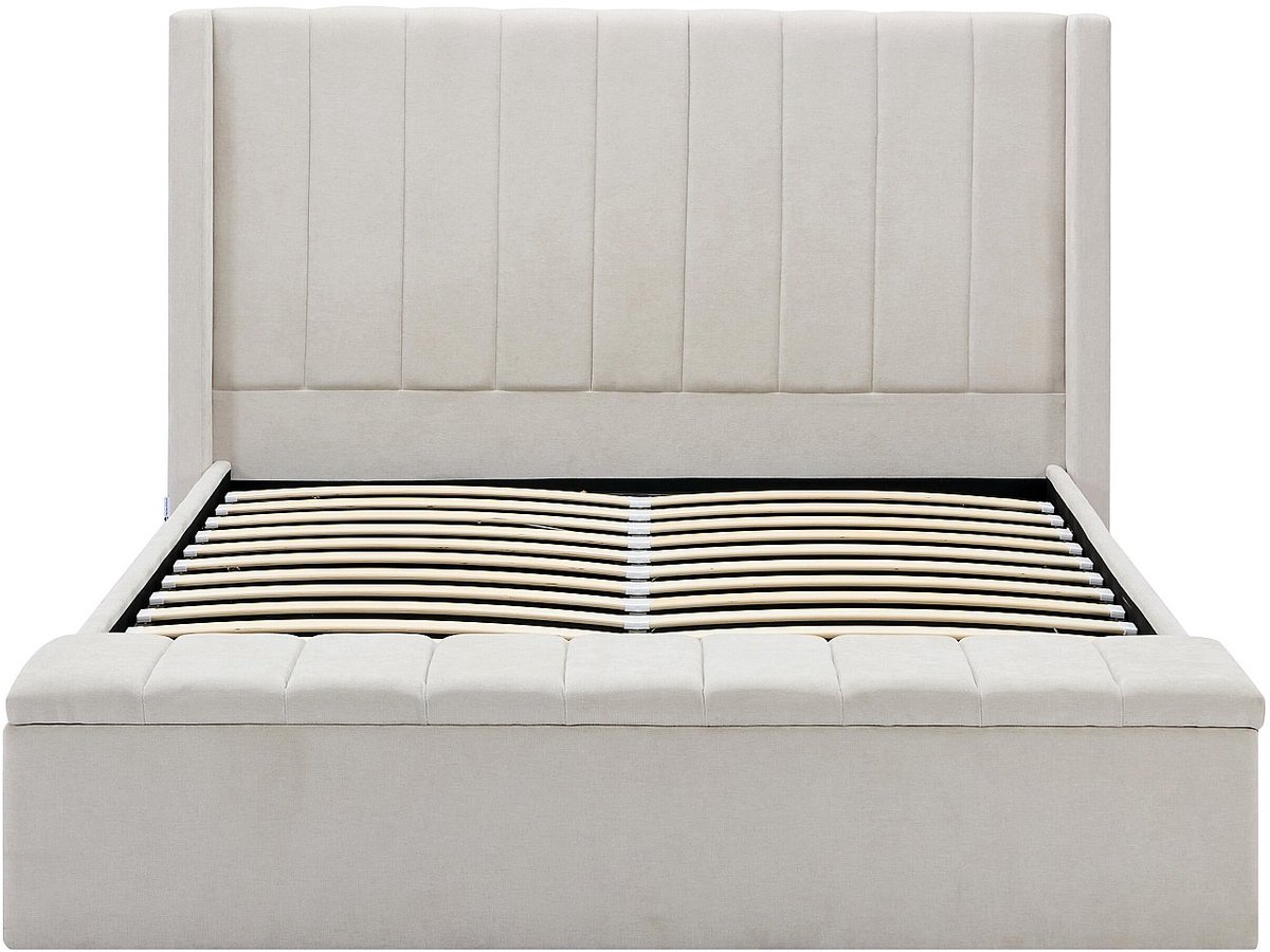 Vente-unique Bed met opbergruimte stof beige 180 x 200 cm (Super King Size Bed)