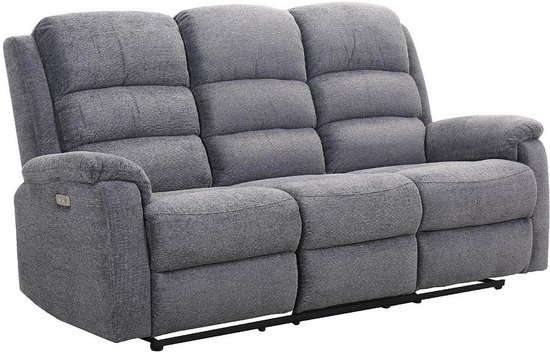 Canapé relax 3 places électrique en tissu avec plateforme NEVERS - Anthracite L 187 cm x H 103 cm x P 95 cm