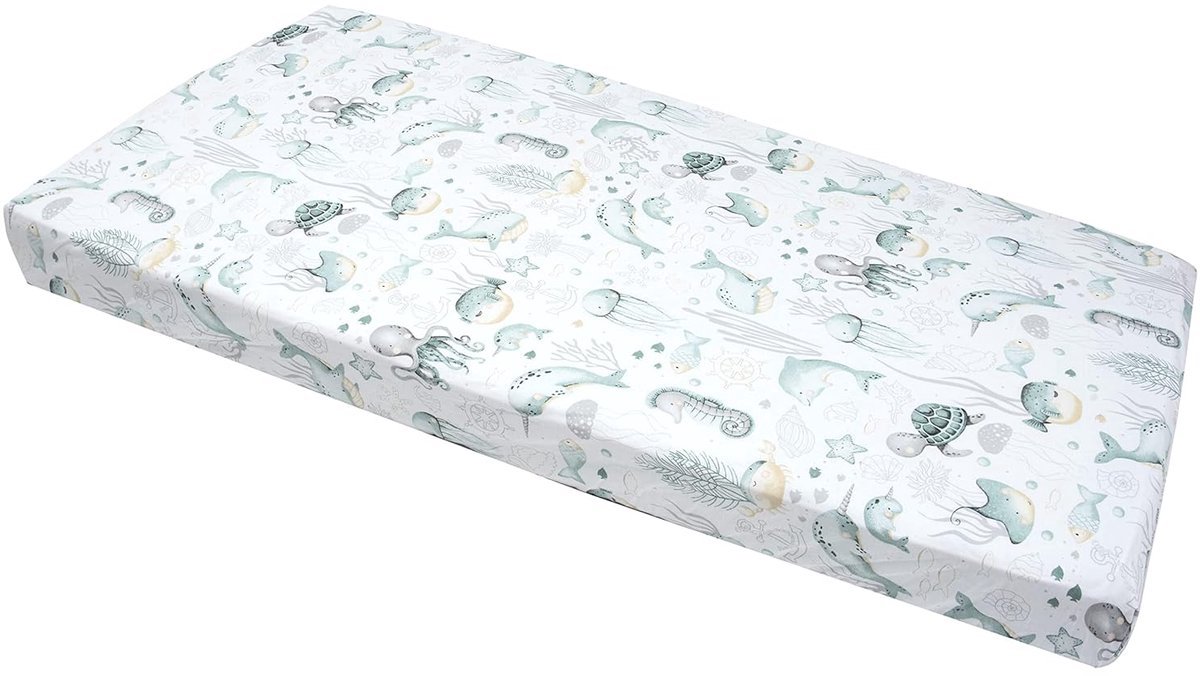 Stunq® Zachte en Ademende Katoenen Baby Hoeslaken 60x120 cm - Oceaan Design