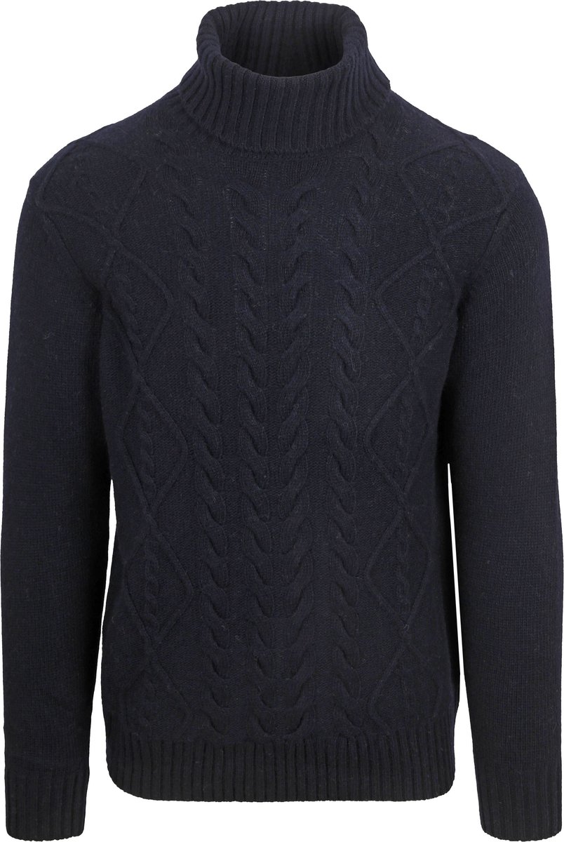 Suitable Coltrui Cable Wol Donkerblauw (navy) - Maat XXL - Heren - Pullover