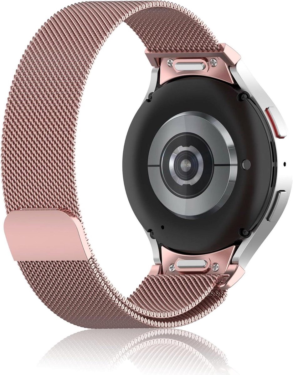 Cosensi - Roze metalen armband voor smartwatches: Samsung Galaxy Watch 6/5/4 40 mm 44 mm, Galaxy Watch 6 Classic 43 mm 47 mm, Watch 4 Classic 42 mm 46 mm, Watch 5 Pro 45 mm - Magnetisch & Stijlvol
