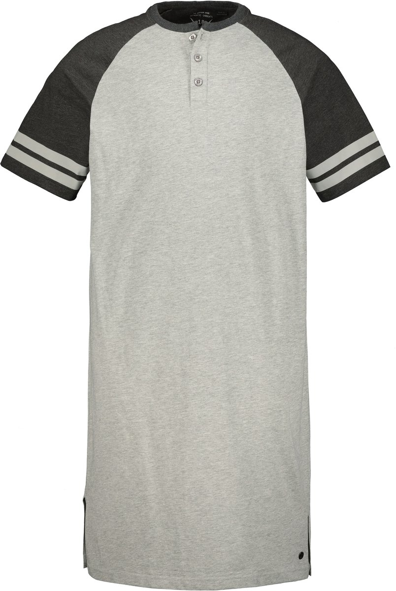 JP 1880 - Heren - nachthemd korte mouwen t/m mt. 8XL - Grijs melange - Maat 5XL