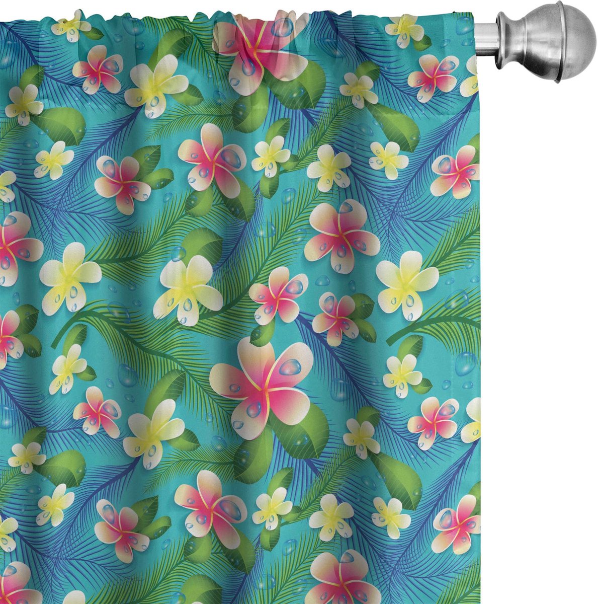 ABAKUHAUS 2-delige kleurrijke gordijnset – 75x245 cm – teal multicolor